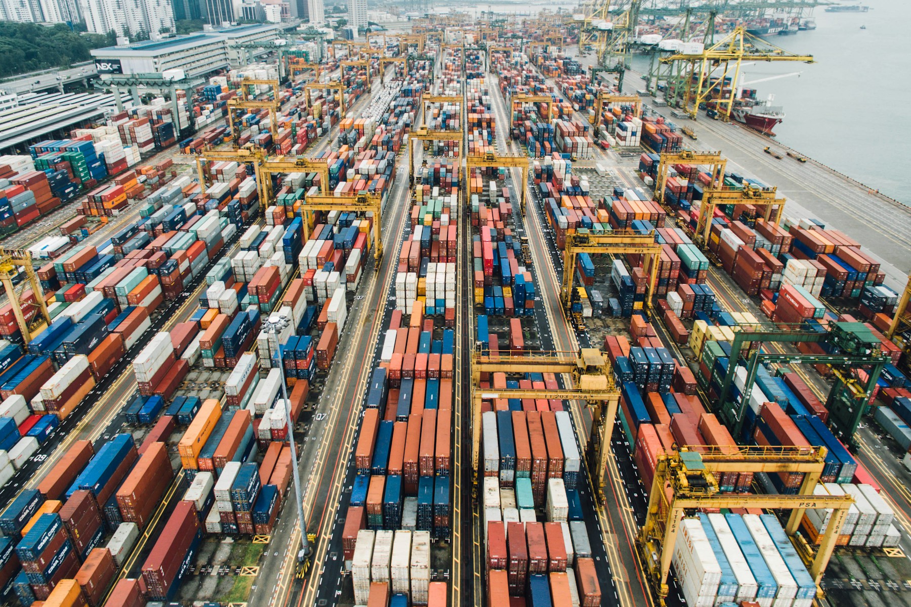Container freight at a port
